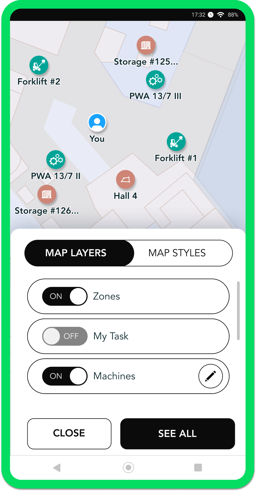 Maintenance map layers Screen FORMATION FORMATION Maintenance map layers